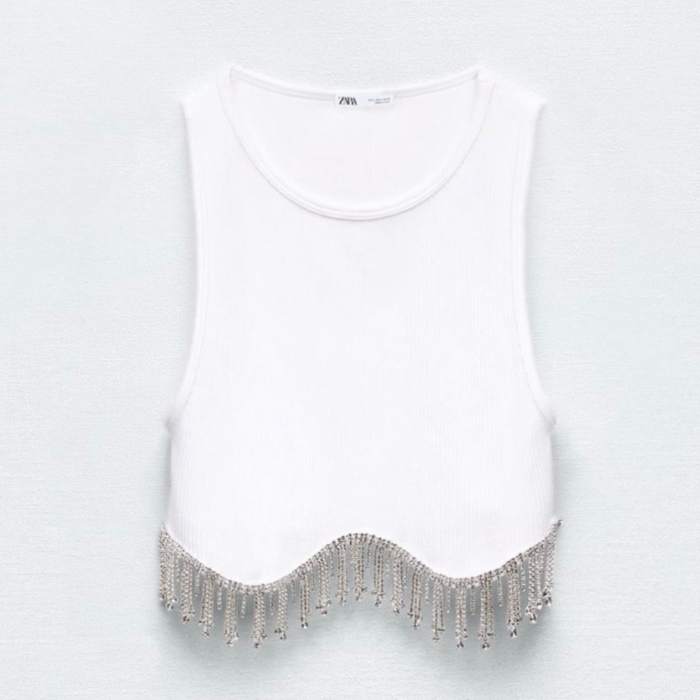 Zara seamless rhinestone crop top